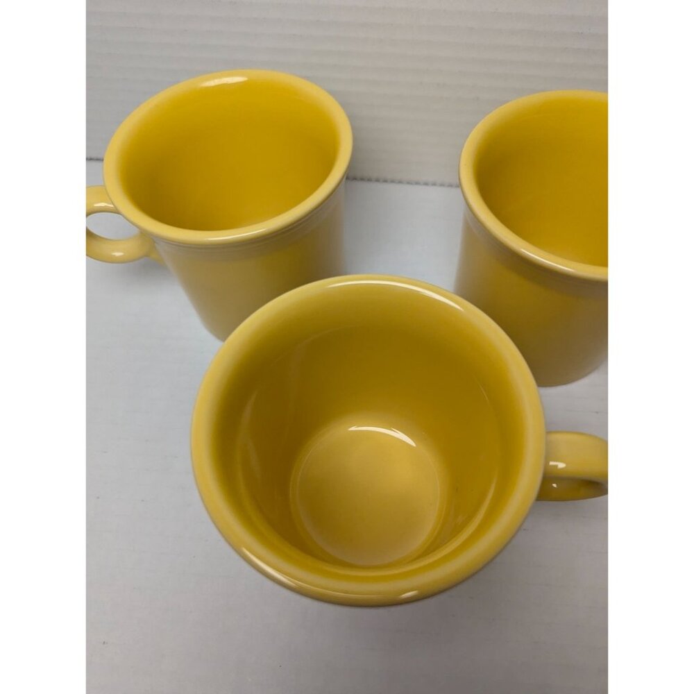 Fiesta Ware Yellow Tom & Jerry lot 3 Coffee Cup Ring handled Mug 3 1/2 in - Picture 2 of 10